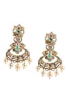 Shop_Nazaakat By Samara Singh_Mint Stones, Pearls Embellished Drop Earrings _at_Aza_Fashions