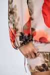 The Dramebaaz CO_Off White Georgette Sequins Collared, Vanilla Vogue Poppy Print Bomber Jacket _Online_at_Aza_Fashions