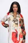 Buy_The Dramebaaz CO_Off White Georgette Sequins, Fabric Flowers Rouge Radiance Embellished Dress _Online_at_Aza_Fashions