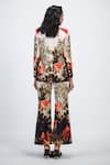 Shop_The Dramebaaz CO_Off White Lycra Embroidery, Modista Floral Print Blazer And Trouser Co-ord Set _at_Aza_Fashions
