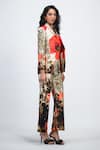 The Dramebaaz CO_Off White Lycra Embroidery, Modista Floral Print Blazer And Trouser Co-ord Set _Online_at_Aza_Fashions