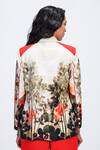 Buy_The Dramebaaz CO_Off White Lycra, Georgette Crimson Modista Floral Print Blazer And Trouser Set 