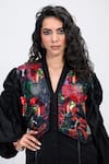 The Dramebaaz CO_Black Chanderi Embroidery, Sequins, Beads, Tassels Prisma Printed And Waistcoat _at_Aza_Fashions