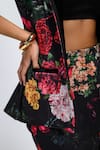 Shop The Dramebaaz CO Black Lycra Chromaflux Floral Print Blazer And Skirt Co-ord Set Shop_The Dramebaaz CO_Black Lycra Chromaflux Floral Print Blazer And Skirt Co-ord Set
