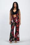Buy_The Dramebaaz CO_Black Lycra Chromaflux Floral Print Blazer And Trouser Co-ord Set _Online_at_Aza_Fashions