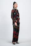 The Dramebaaz CO_Black Georgette Embroidery, Sequins, Beads Collared, Rosabelle Shirt And Pant Set _Online_at_Aza_Fashions