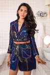 The Dramebaaz CO Blue Cotton, Twill Collared Majesty Tailored Blazer Dress Online at Aza Fashions The Dramebaaz CO_Blue Cotton, Twill Collared Majesty Tailored Blazer Dress _Online_at_Aza_Fashions
