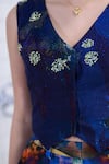 Buy The Dramebaaz CO Blue Cotton, Twill Sequins, Beads, Embroidery V-neck Oasis Hand Waistcoat Online at Aza Fashions Buy_The Dramebaaz CO_Blue Cotton, Twill Sequins, Beads, Embroidery V-neck Oasis Hand Waistcoat _Online_at_Aza_Fashions
