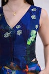 Shop The Dramebaaz CO Blue Cotton, Twill Sequins, Beads, Embroidery V-neck Oasis Hand Waistcoat Online at Aza Fashions Shop_The Dramebaaz CO_Blue Cotton, Twill Sequins, Beads, Embroidery V-neck Oasis Hand Waistcoat _Online_at_Aza_Fashions