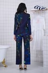 Shop_The Dramebaaz CO_Blue Cotton Patchwork, Beads, Piping, Enchanted Floral Bunch Blazer Pant Set _at_Aza_Fashions