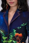Buy_The Dramebaaz CO_Blue Cotton Patchwork, Beads, Piping, Enchanted Floral Bunch Blazer Pant Set _Online_at_Aza_Fashions