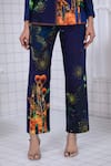 Shop_The Dramebaaz CO_Blue Cotton Patchwork, Beads, Piping, Enchanted Floral Bunch Blazer Pant Set 