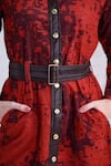 Shop_The Dramebaaz CO_Red Corduroy Buckles Collared, V-neck Fiora Mini Dress 