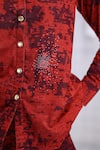 Buy_The Dramebaaz CO_Red Corduroy Stones, Beads Collared, V-neck Ferox Shirt And Pant Co-ord Set 