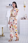 Buy_The Dramebaaz CO_Off White Chanderi, Georgette Wildflower Waltz Jacket And Pant Co-cord Set 