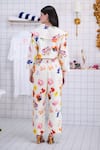 Shop_The Dramebaaz CO_Off White Chanderi, Georgette Wildflower Waltz Jacket And Pant Co-cord Set _at_Aza_Fashions