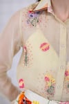 Shop_The Dramebaaz CO_Off White Organza Embroidery, Sequins, Beads Golden Dew Floral Bunch Shirt _Online_at_Aza_Fashions