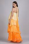Shop_Mandira Wirk_Yellow Chiffon Beads, Sequins Halter Neck, Ombre Herbs Flora Haze Layered Dress _at_Aza_Fashions