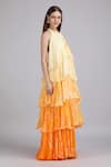 Buy_Mandira Wirk_Yellow Chiffon Beads, Sequins Halter Neck, Ombre Herbs Flora Haze Layered Dress _Online_at_Aza_Fashions