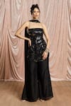 Buy_SAANJH BY LEA_Mirrors Bandeau Neck Siyah Noor Black Mirror-work Sharara Set_vtvs509oxpbete _at_Aza_Fashions