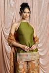 Buy_SAANJH BY LEA_Silk, Tissue, Crepe Zehra Green And Rust Sharara Set_duwszjral7gffi _Online_at_Aza_Fashions