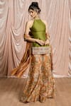 Shop_SAANJH BY LEA_Silk, Tissue, Crepe Zehra Green And Rust Sharara Set_duwszjral7gffi _Online_at_Aza_Fashions