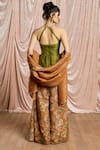 Shop_SAANJH BY LEA_Silk, Tissue, Crepe Zehra Green And Rust Sharara Set_duwszjral7gffi _at_Aza_Fashions
