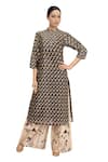 Buy_Soup By Sougat Paul_Brown Black And Beige Printed Chanderi Silk Kurta Set _at_Aza_Fashions