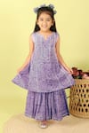 Buy_Kalp_Purple Cotton Lace, Embroidery Thames Floral Print Kurta And Sharara Set _at_Aza_Fashions