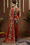 Shop_Miku Kumar_Orange Georgette Embroidery, Sequins, Zelia Floral Pre-draped Saree With Blouse _at_Aza_Fashions