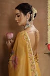 Miku Kumar_Yellow Georgette, Tissue Nerra Florette Print Pre-draped Saree With Blouse _Online_at_Aza_Fashions