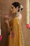 Shop_Miku Kumar_Yellow Georgette, Tissue Nerra Florette Print Pre-draped Saree With Blouse _Online_at_Aza_Fashions