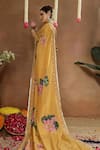 Miku Kumar_Yellow Georgette, Tissue Nerra Florette Print Pre-draped Saree With Blouse _at_Aza_Fashions