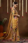 Buy_Miku Kumar_Yellow Georgette, Tissue Nerra Florette Print Pre-draped Saree With Blouse 