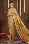 Shop_Miku Kumar_Yellow Georgette, Tissue Nerra Florette Print Pre-draped Saree With Blouse 
