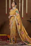 Miku Kumar_Yellow Georgette, Tissue Nerra Florette Print Pre-draped Saree With Blouse _Online