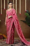 Shop_Miku Kumar_Pink Georgette, Tissue Embroidery, Vionna Pre-draped Saree Set With Jacket _Online_at_Aza_Fashions