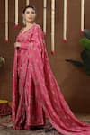 Miku Kumar_Pink Georgette, Tissue Embroidery, Vionna Pre-draped Saree Set With Jacket _at_Aza_Fashions
