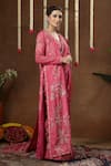 Buy_Miku Kumar_Pink Georgette, Tissue Embroidery, Vionna Pre-draped Saree Set With Jacket 