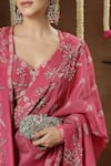 Shop_Miku Kumar_Pink Georgette, Tissue Embroidery, Vionna Pre-draped Saree Set With Jacket 