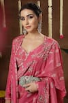 Miku Kumar_Pink Georgette, Tissue Embroidery, Vionna Pre-draped Saree Set With Jacket _Online