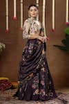 Buy_Miku Kumar_Purple Georgette, Tissue Embroidery, Sequins V-neck Raya Lehenga Set _Online_at_Aza_Fashions