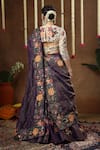 Shop_Miku Kumar_Purple Georgette, Tissue Embroidery, Sequins V-neck Raya Lehenga Set _at_Aza_Fashions