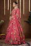 Shop_Miku Kumar_Pink Georgette, Tissue Embroidery, Sequins Kamalika Floral Pattern Lehenga Set 