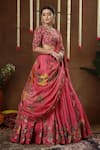 Shop_Miku Kumar_Pink Georgette, Tissue Embroidery, Sequins Kamalika Floral Pattern Lehenga Set _at_Aza_Fashions