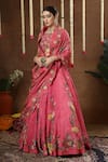 Buy_Miku Kumar_Pink Georgette, Tissue Embroidery, Sequins Kamalika Floral Pattern Lehenga Set _Online