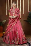 Shop_Miku Kumar_Pink Georgette, Tissue Embroidery, Sequins Kamalika Floral Pattern Lehenga Set _Online