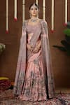 Buy_Miku Kumar_Pink Georgette, Tissue Embroidery, Sequins, Zari Nerina Cape Lehenga Set _at_Aza_Fashions