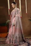 Shop_Miku Kumar_Pink Georgette, Tissue Embroidery, Sequins, Zari Nerina Cape Lehenga Set 