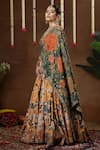 Miku Kumar_Multi Color Georgette, Tissue Embroidery, Metallic Olia Floral Print Lehenga Set _Online_at_Aza_Fashions
